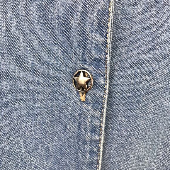 Vintage 90's Cascade Blues Chambray Star Top XL - Picture 3 of 5